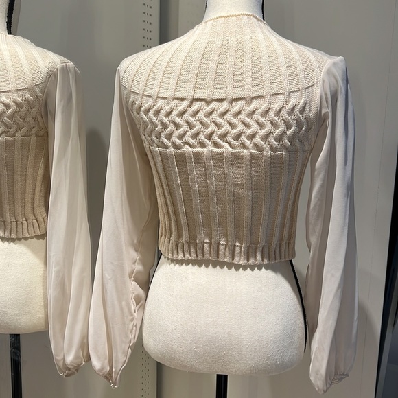 Storets creme sheer knit sweater size small - Picture 2 of 2